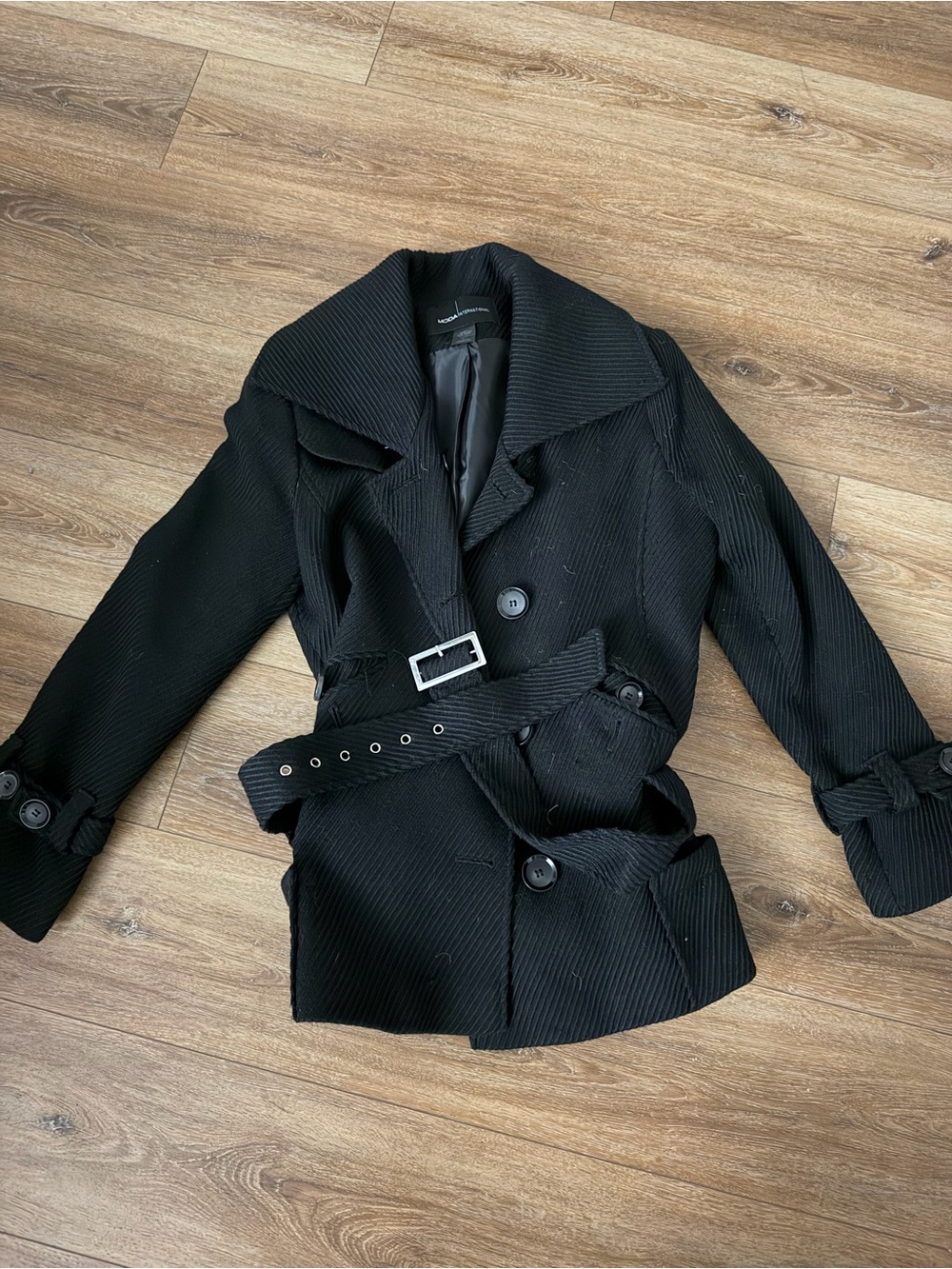 Moda International Black Belted Trench Coat